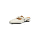 Pair of low heel outdoor slippers with a square toe in a solid colour