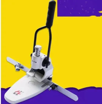 T30 single hole punching machine on desk with paper stack and adjustable guide showing 30mm capacity and bit selection dial