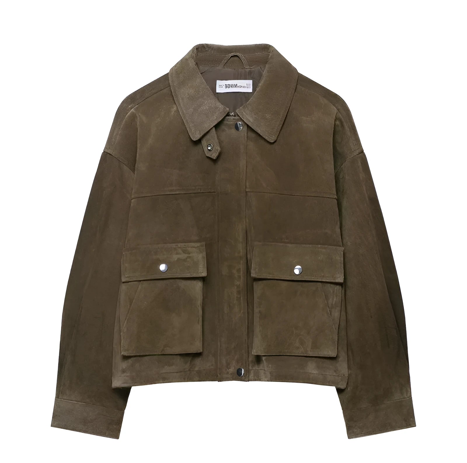 Women's medium thickness PU jacket in picture colour with regular fit, Japanese Korean casual style