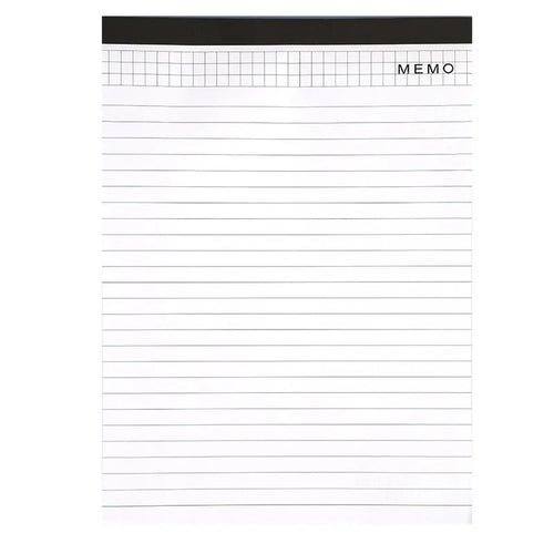 A4 tearable notebook with grid-lined ivory paper and a paper cover, showing wireless adhesive binding