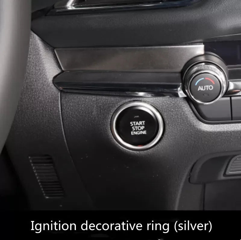 Atz aluminium alloy transparent steering wheel button decorative stickers in brushed red silver and blue for Mazda and Honda cars