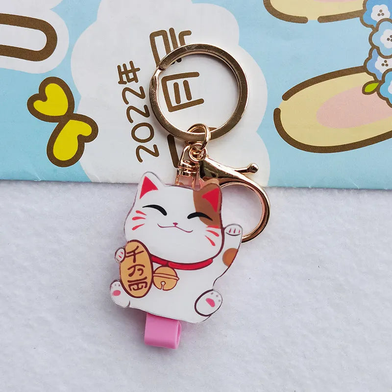 Plastic lucky cat certificate set with ferrule and decorative pendant for document organisation