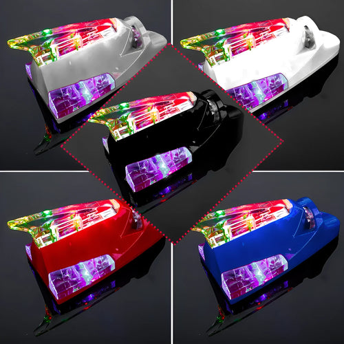 Wind-powered LED car warning light plastic body stick-on install no wiring 140x65x65mm black white red blue silver