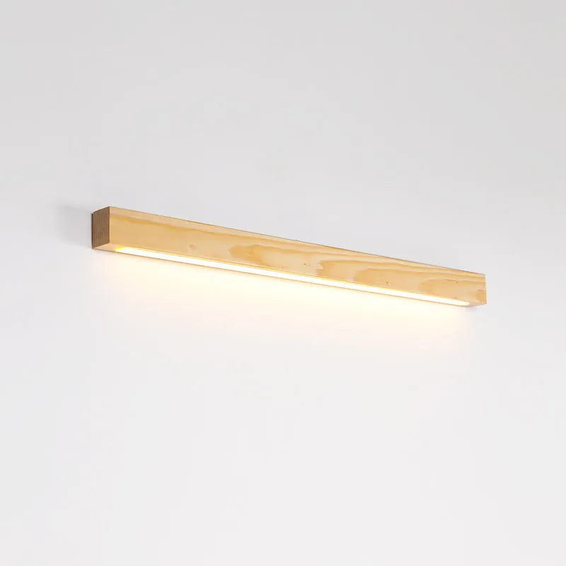 Walnut colour wood and acrylic LED strip wall lamp in modern minimalist design