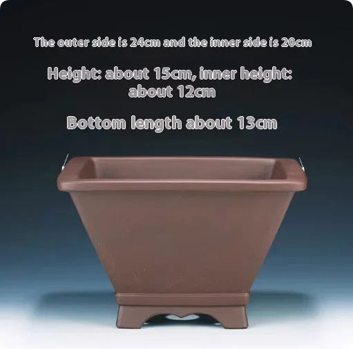 Square purple clay bonsai pot in classical style for succulent plants