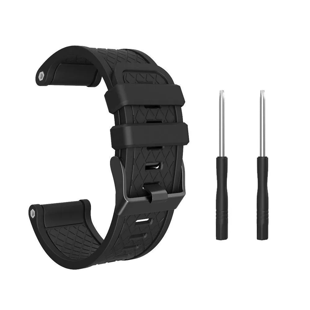 26mm black silicone watch strap with stainless steel button for Jiaming watches