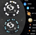 Set of two natural stone bead bracelets for zodiac signs with adjustable metal clasp