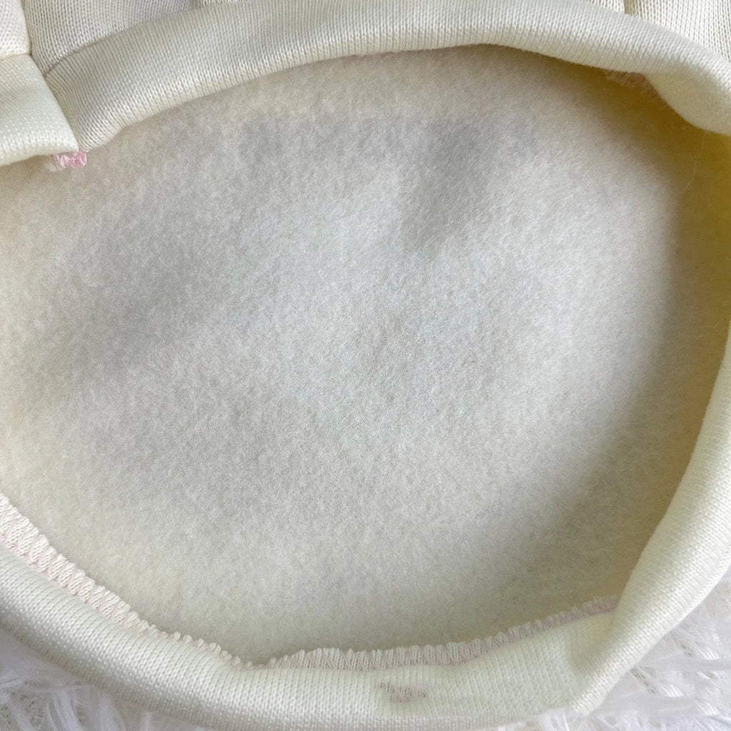 Korean version warm cartoon plush dog clothes in beige made from polyester, size XS to XXL