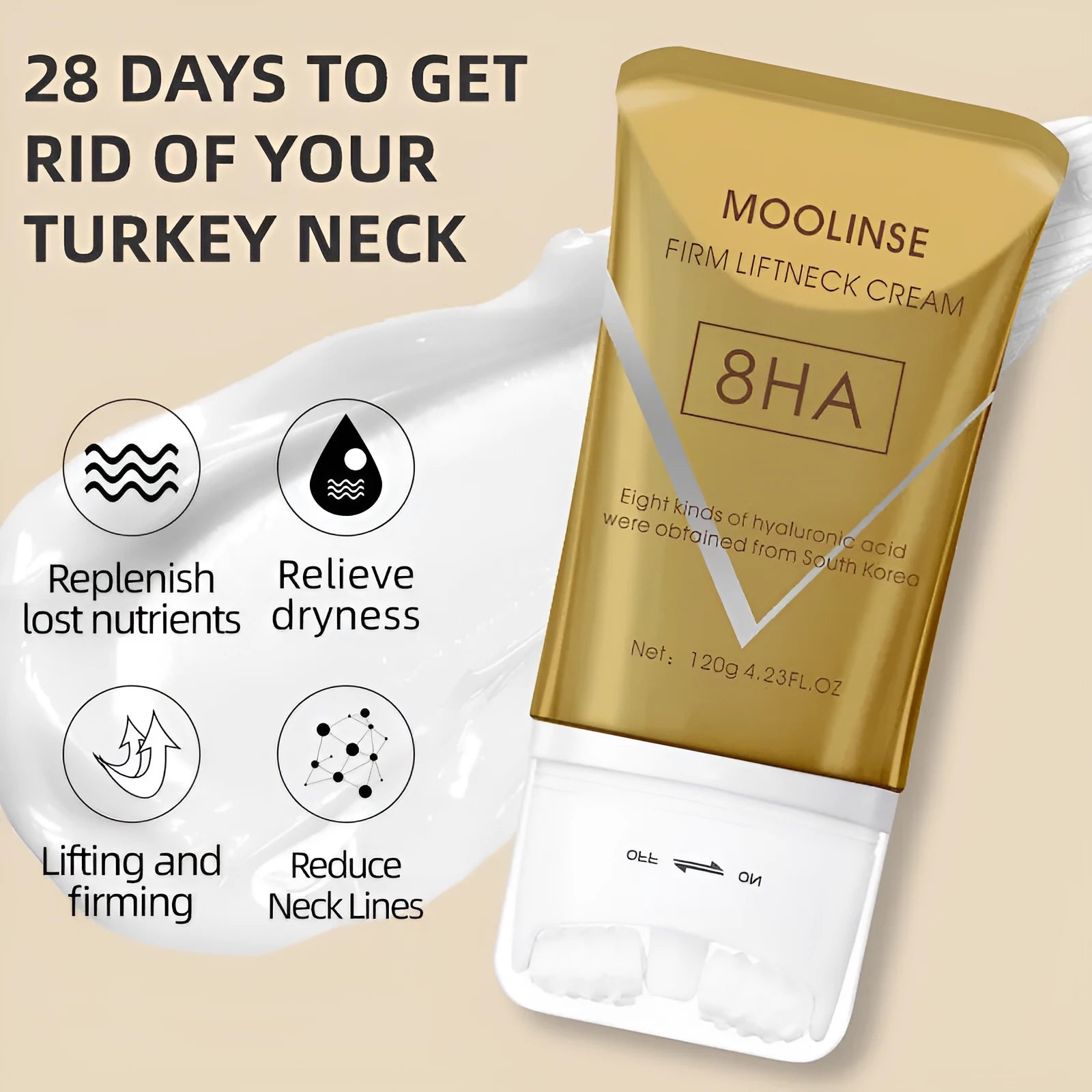 120ml neck lifting and firming massage cream container for universal skin types