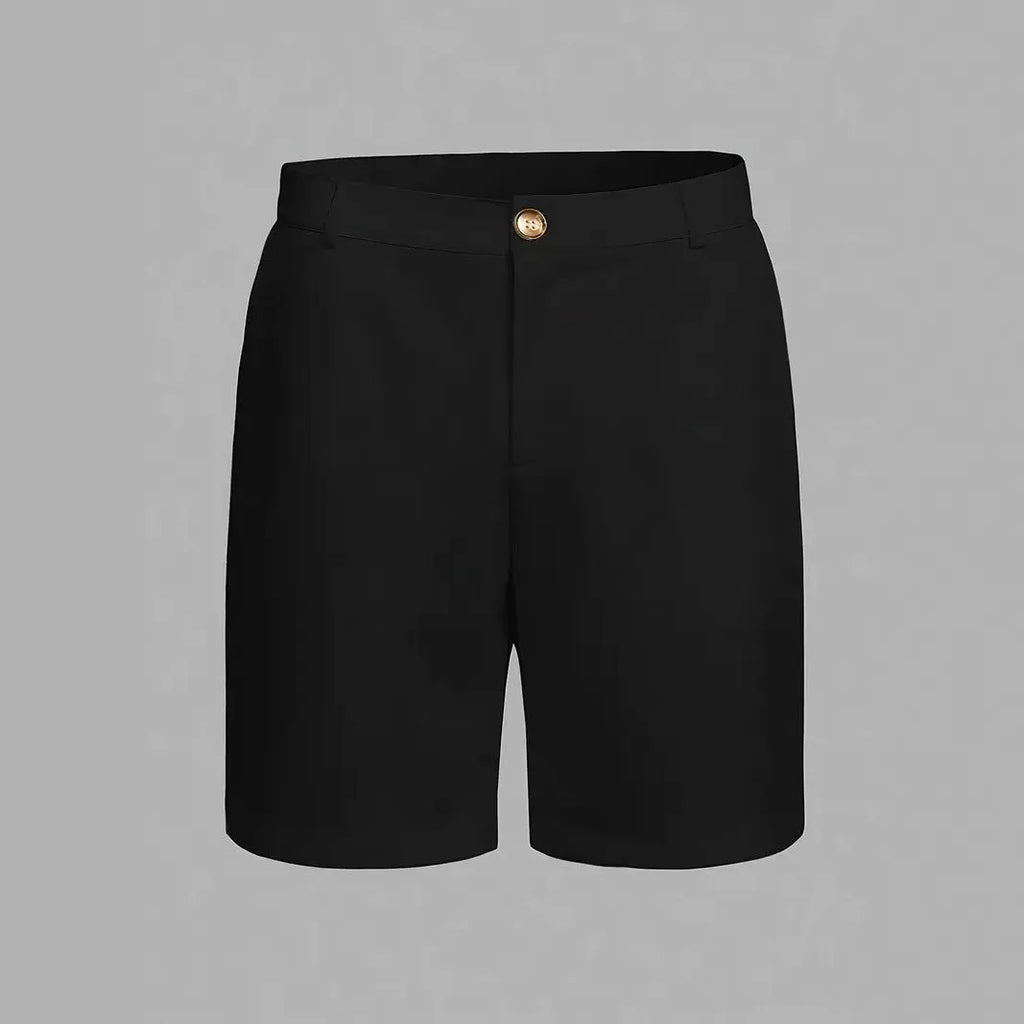 Men's gray cotton blend casual sports shorts with straight leg Korean style and elastic waistband.