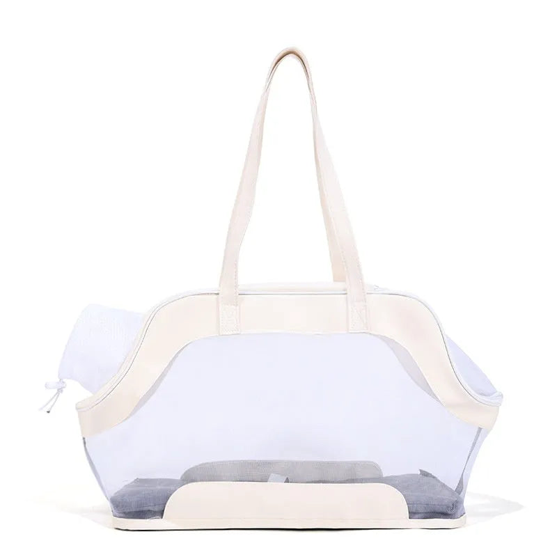 Leather cat carrier bag with 25 litre capacity in solid colour options