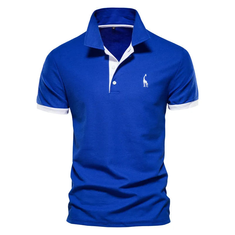 Men's slim fit short sleeve T-shirt with detailed deer embroidery on chest