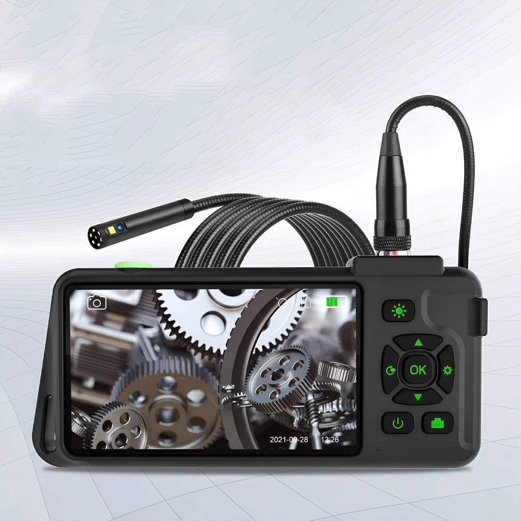 Portable industrial endoscope with 4.5-inch screen and 5.5mm camera for automotive inspection