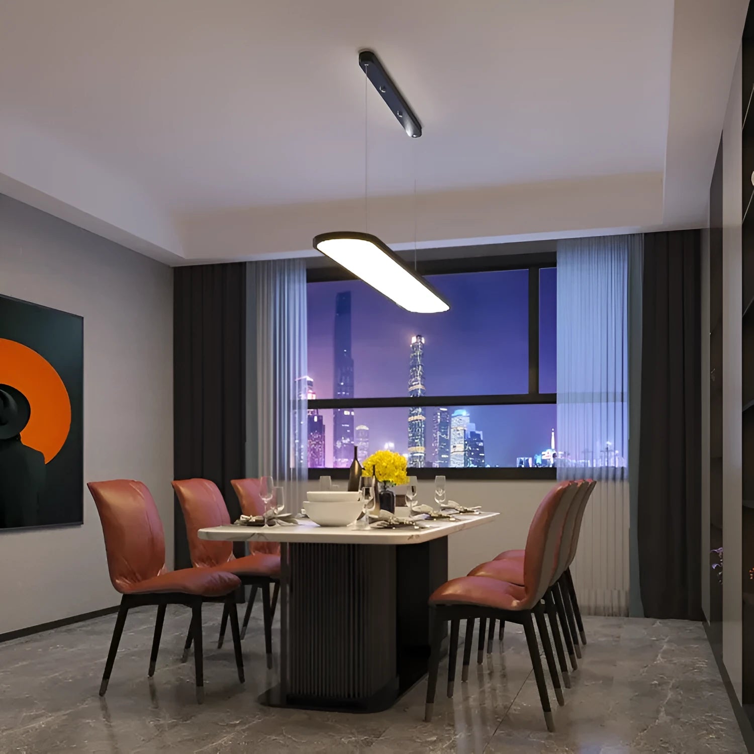 Modern iron fish chandelier pendant lamp in black, LED light source, for bar or restaurant use