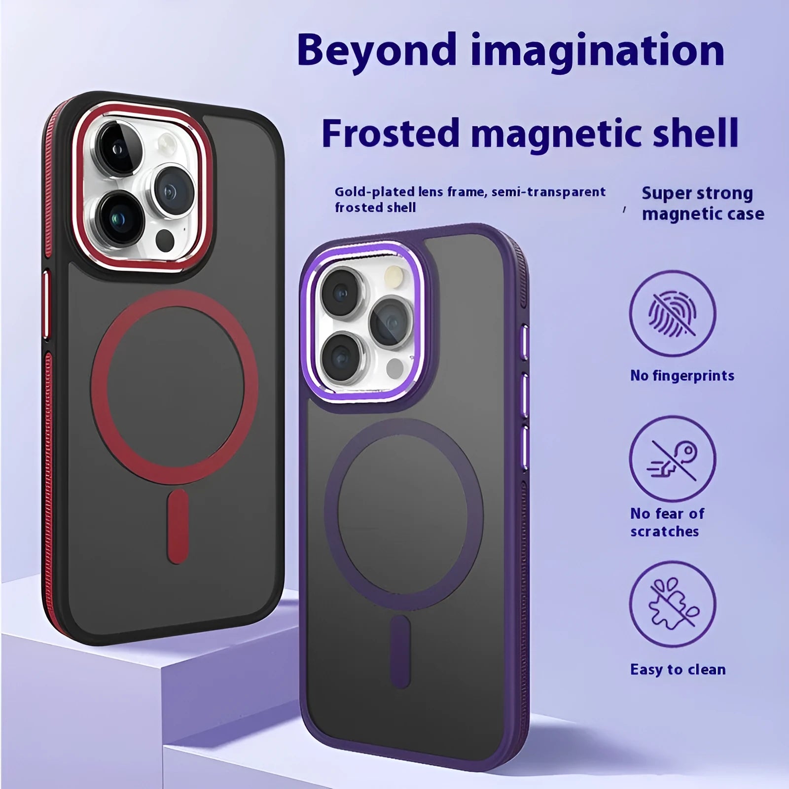Frosted magnetic TPU phone case for iPhone 14 Pro Max with metal lens ring in black