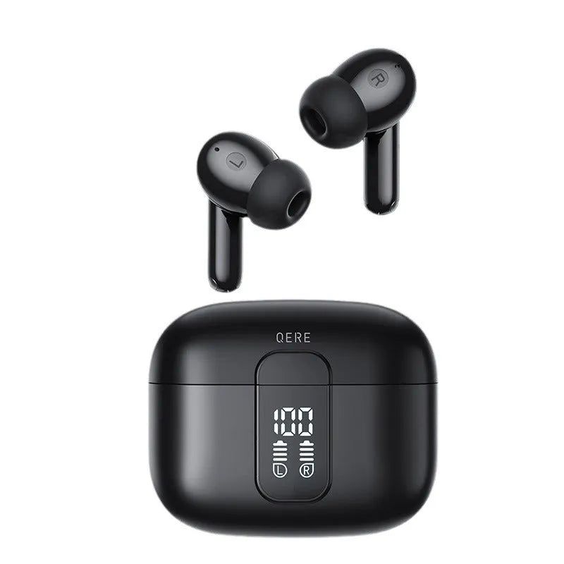 Wireless Bluetooth in-ear headset with digital display, black colour, ABS material