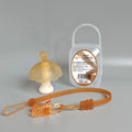 Small latex mushroom gum silicone toy in a transparent box with a chain.