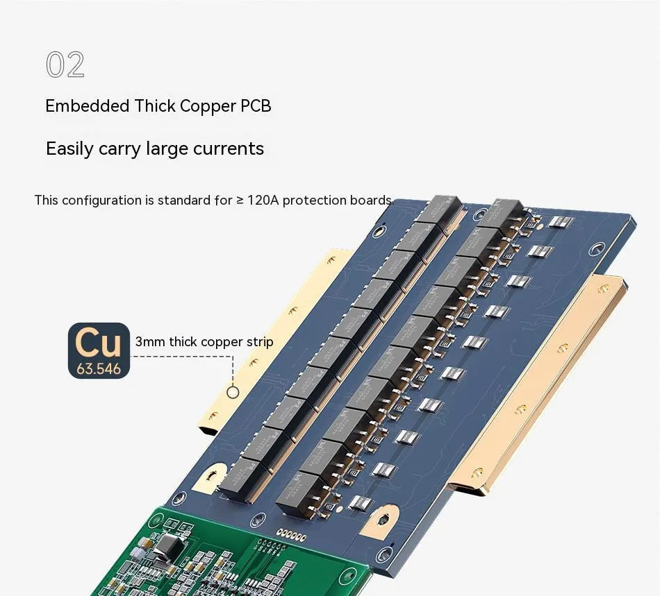 Dali lithium iron phosphate battery protection board for 4S 12V systems on a white background.