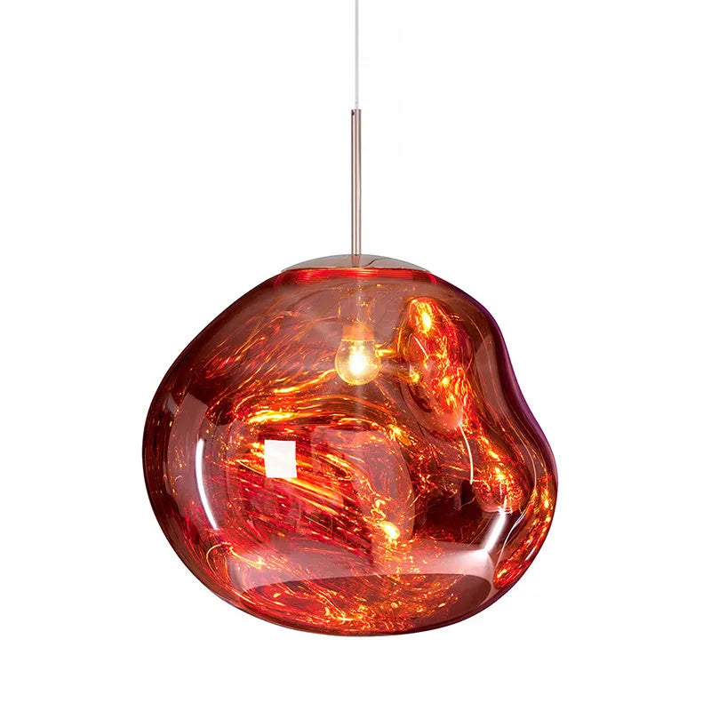 Nordic lava lamp bedside chandelier with irregular glass design and metallic finish