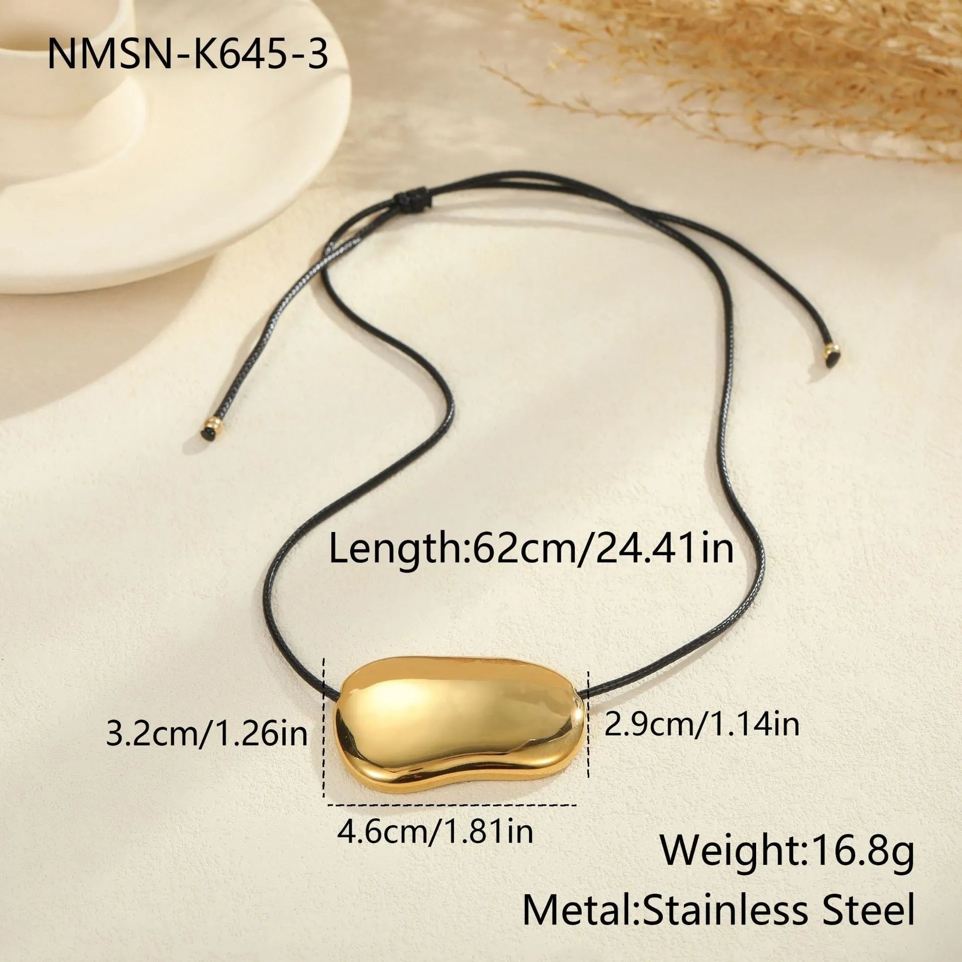 Gold and silver geometric titanium steel necklace showing collar and pendant style options.