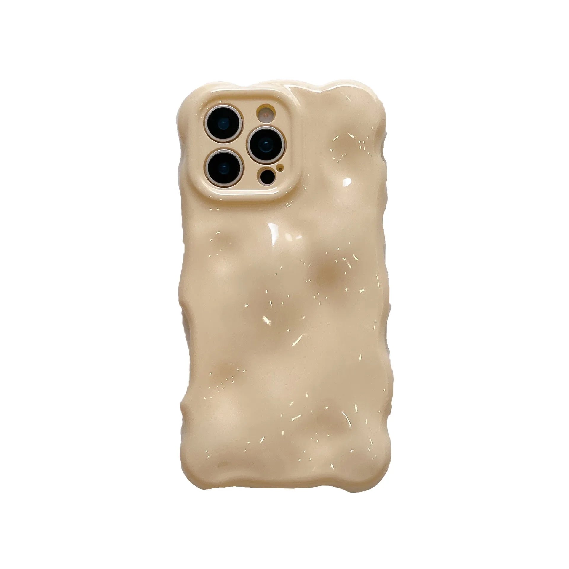 Solid colour wave shell TPU phone case in cream yellow for iPhone 14 Pro
