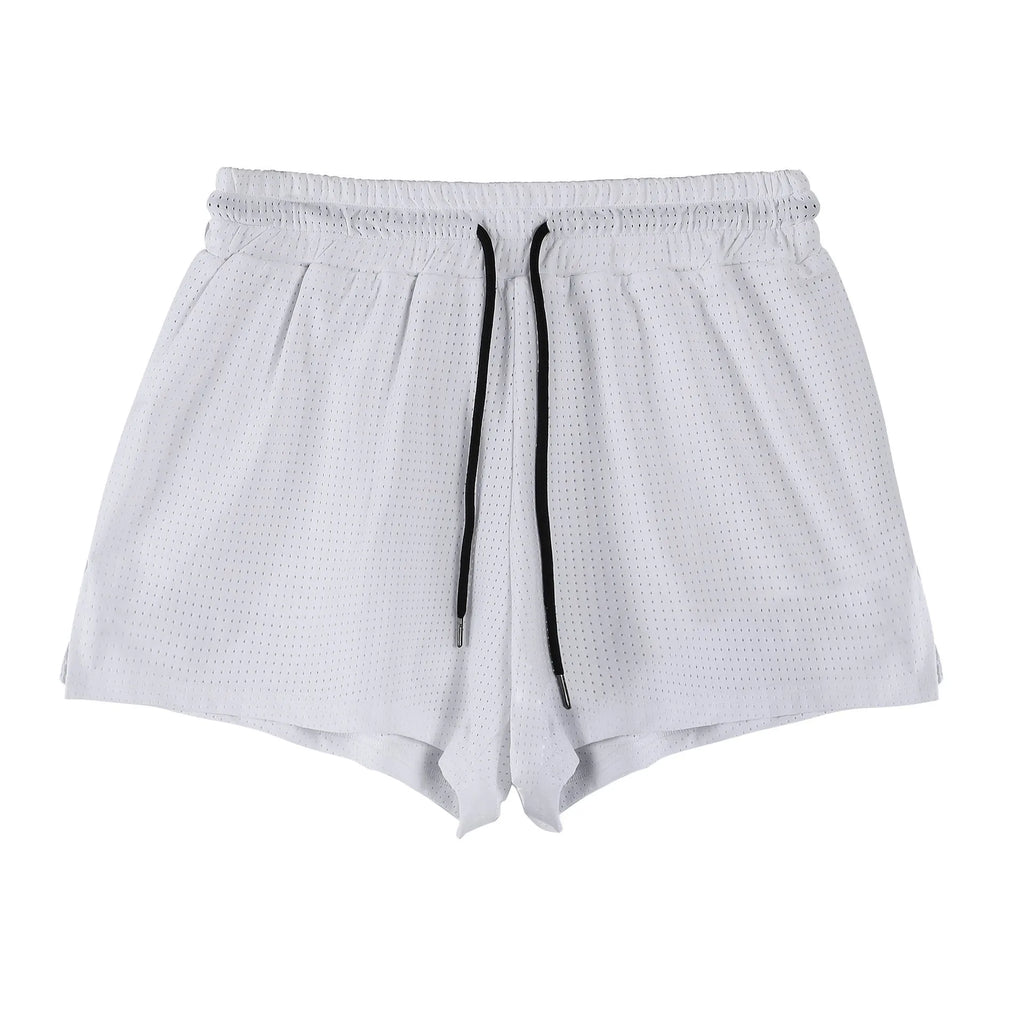 Men's black nylon summer shorts with mid waist design and quick-drying properties