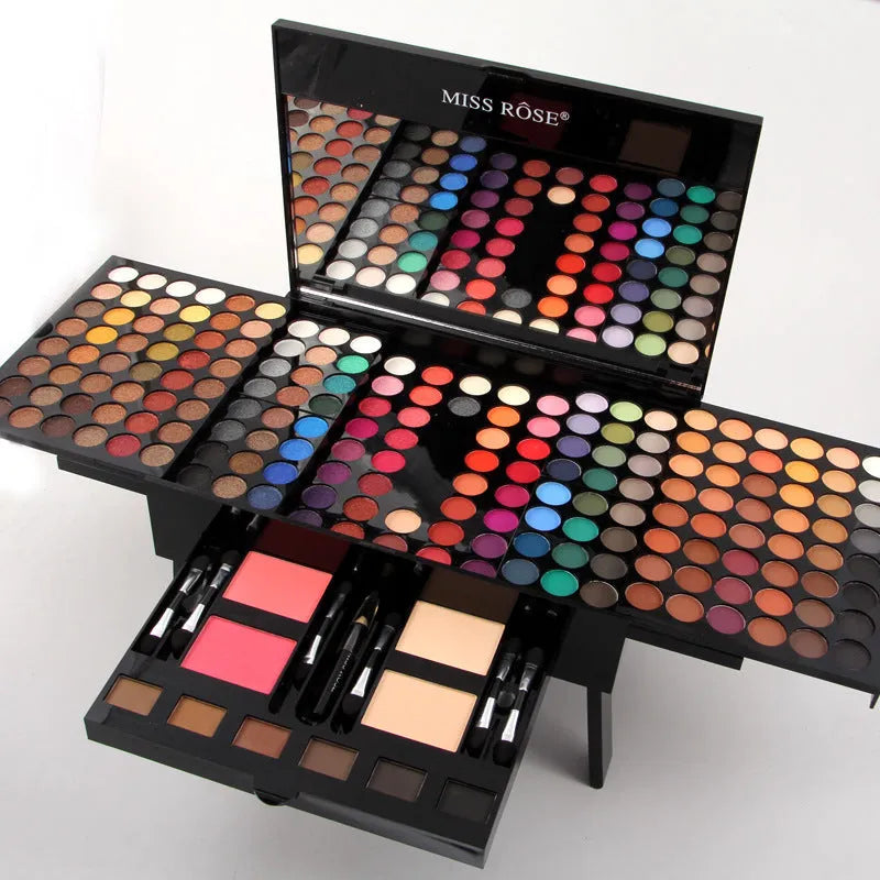 180 colour eyeshadow blush set in piano-shaped makeup palette box with multiple colour pans
