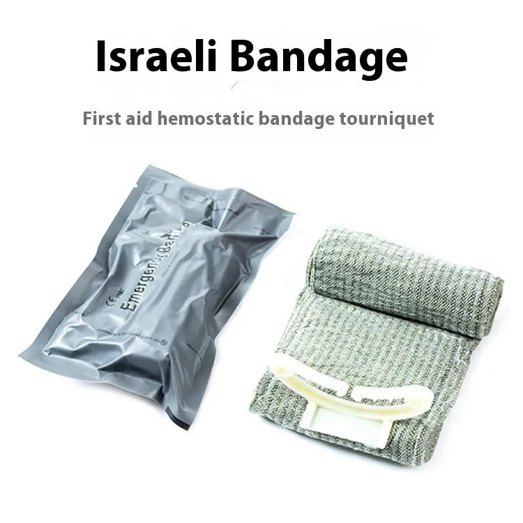 Portable outdoor hemostatic bandage and tactical gauze tape in 4 inch and 6 inch sizes.