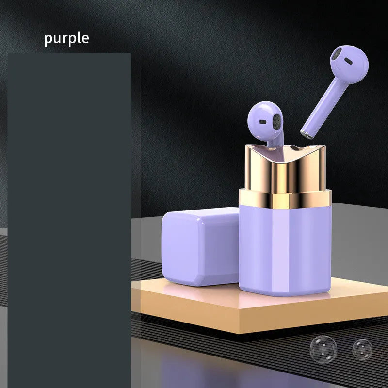 Lipstick design wireless Bluetooth earphones in charging case with colour options