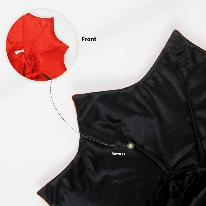 Black and red Halloween costume for cats and dogs with adjustable fit and European American style design