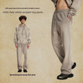 Men's loose cotton trousers in spray dyed colour, straight leg mid-rise cut for retro street style