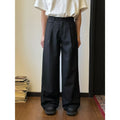 Men's brown straight-leg casual suit pants with loose wide-leg design