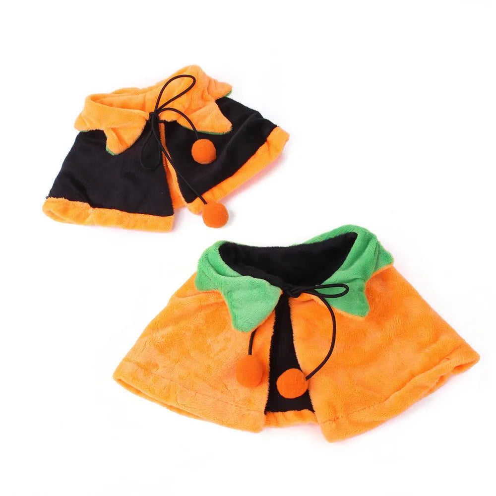 Pumpkin-themed double-sided plush cloak for dogs and cats Halloween costume