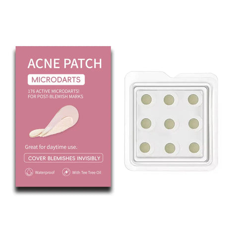 Box containing 9 mild acne patches for pimple and closed comedone treatment