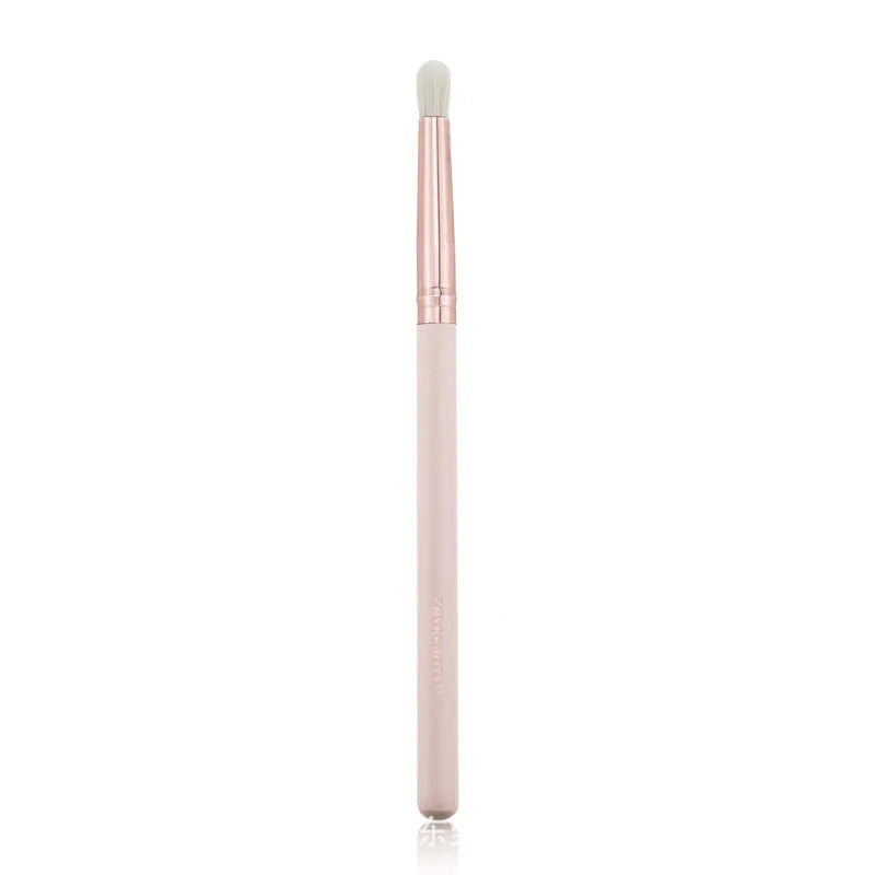 26 pink makeup brushes with wool heads and wooden handles in PU carrying case