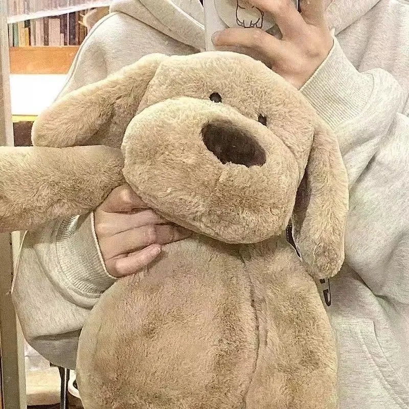 55cm khaki plush milk dog toy doll for infants, soft stuffed animal on white background