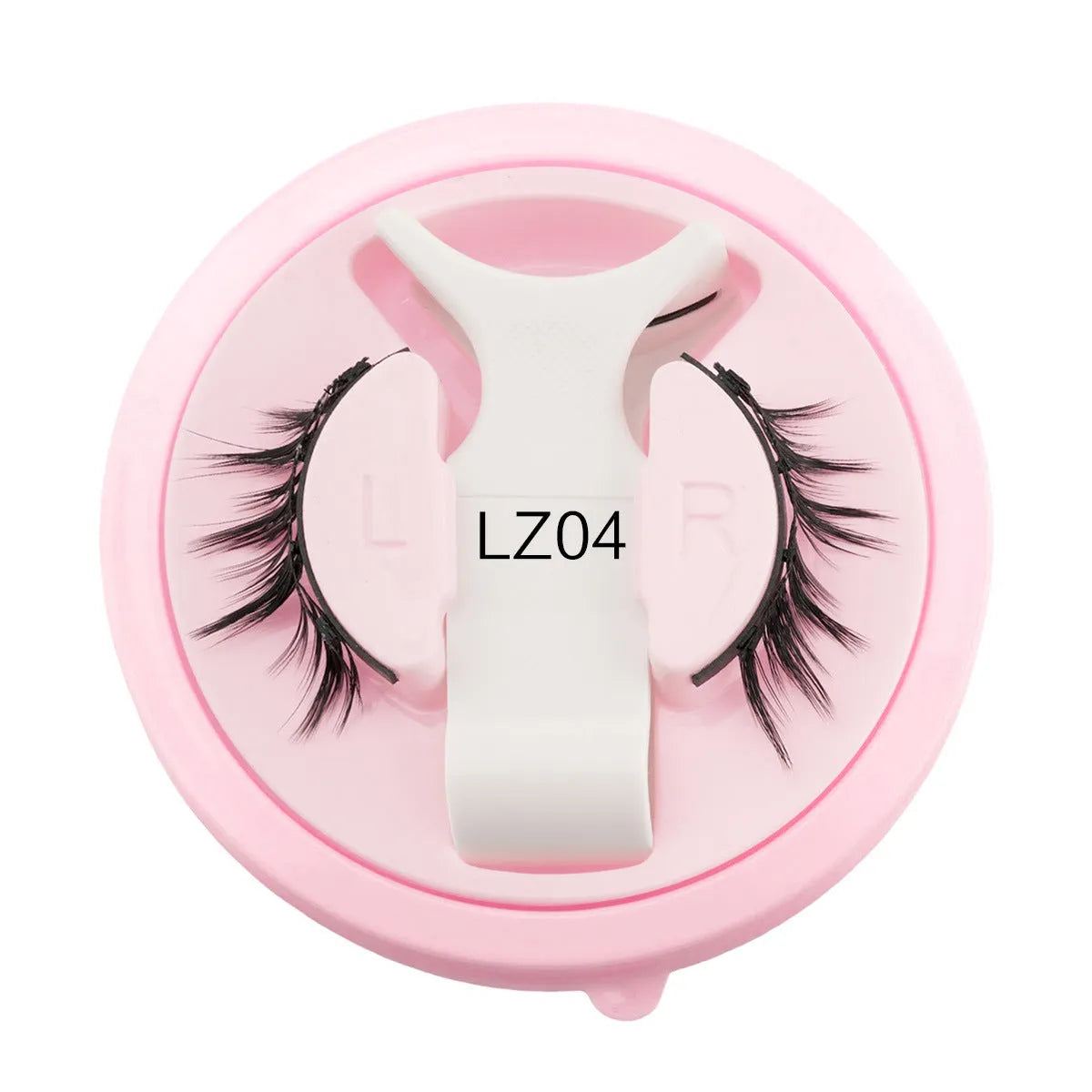 Set of reusable waterproof false eyelashes in a natural thick style with glue-free application.