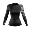 Women's grappler long sleeve top for jiu-jitsu training in polyester-cotton blend, sizes XS-2XL