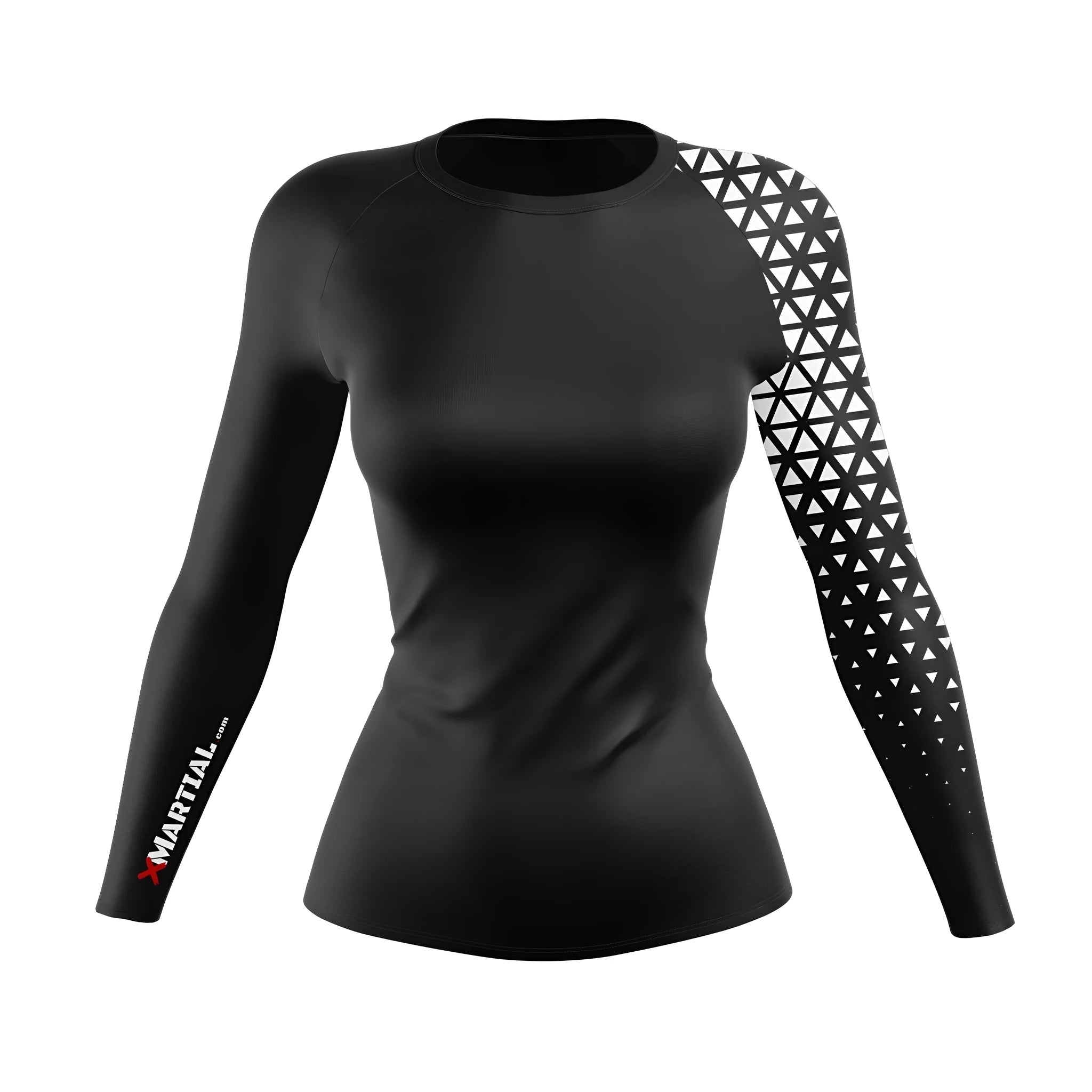 Women's grappler long sleeve top for jiu-jitsu training in polyester-cotton blend, sizes XS-2XL