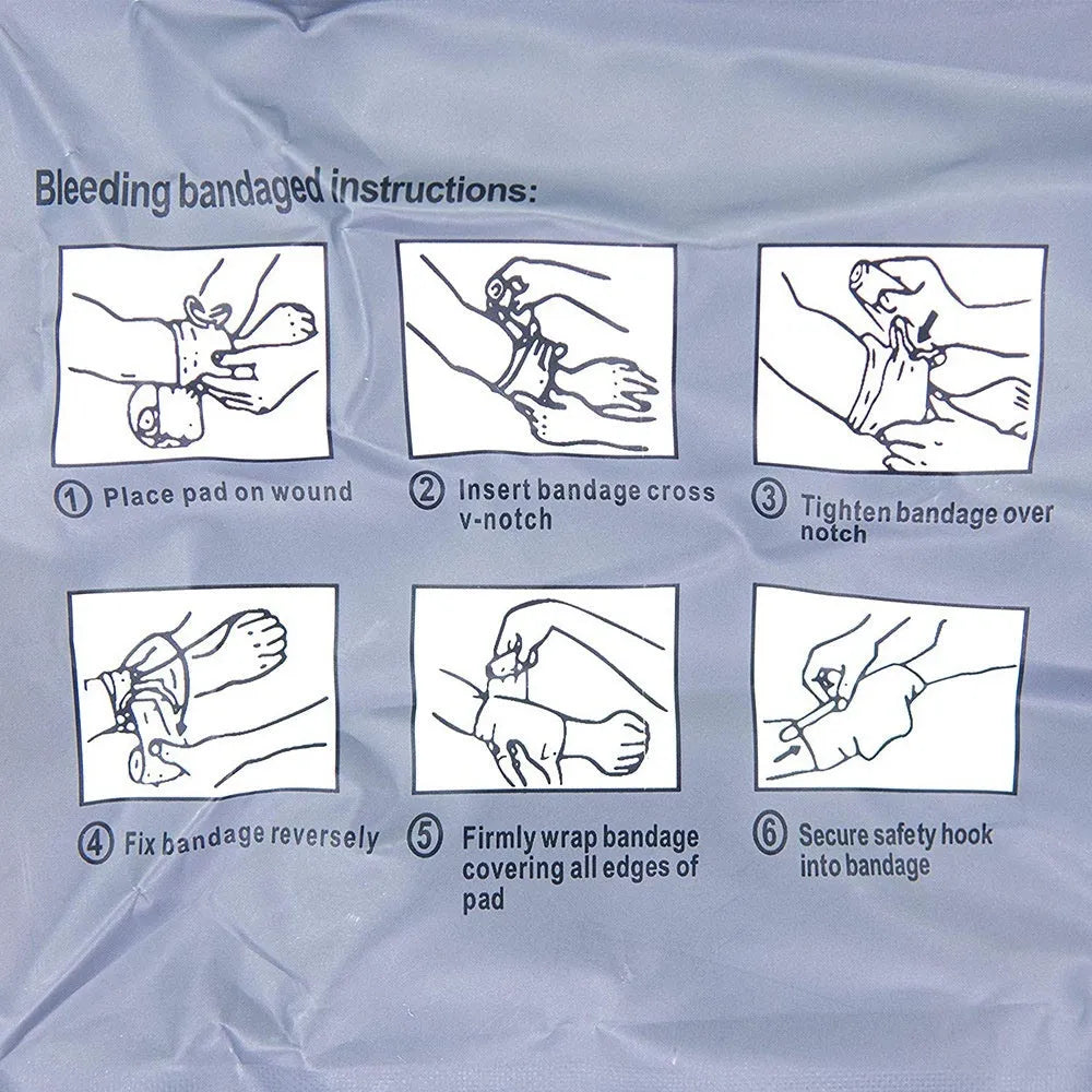 Portable outdoor hemostatic bandage and tactical gauze tape in 4 inch and 6 inch sizes.