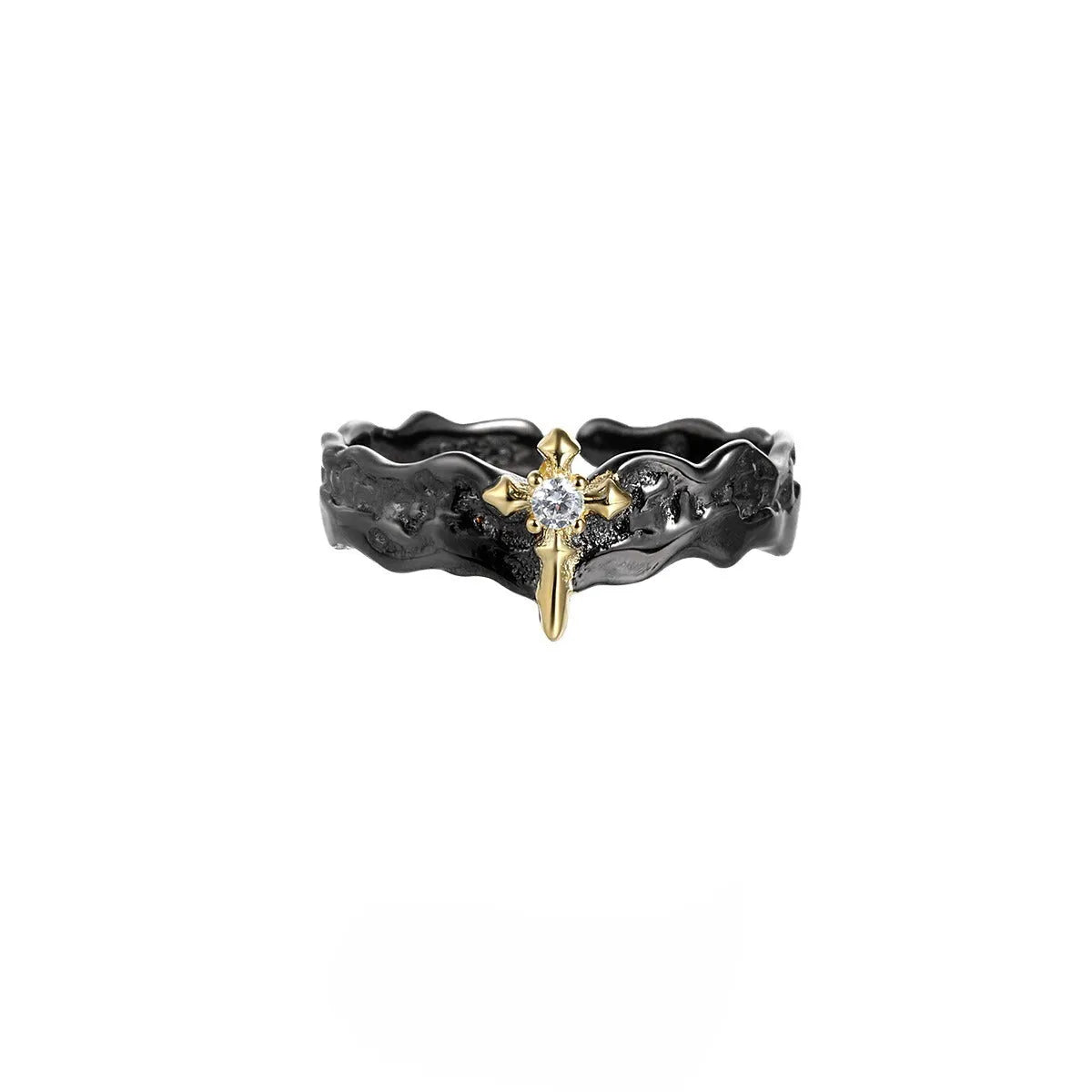 Silver couple ring with princess knight design featuring adjustable opening and electroplated finish options