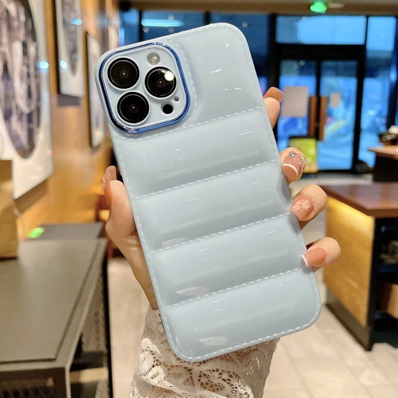 Creative Air Cushion Anti-fall solid colour TPU phone case for iPhone, available in mint green