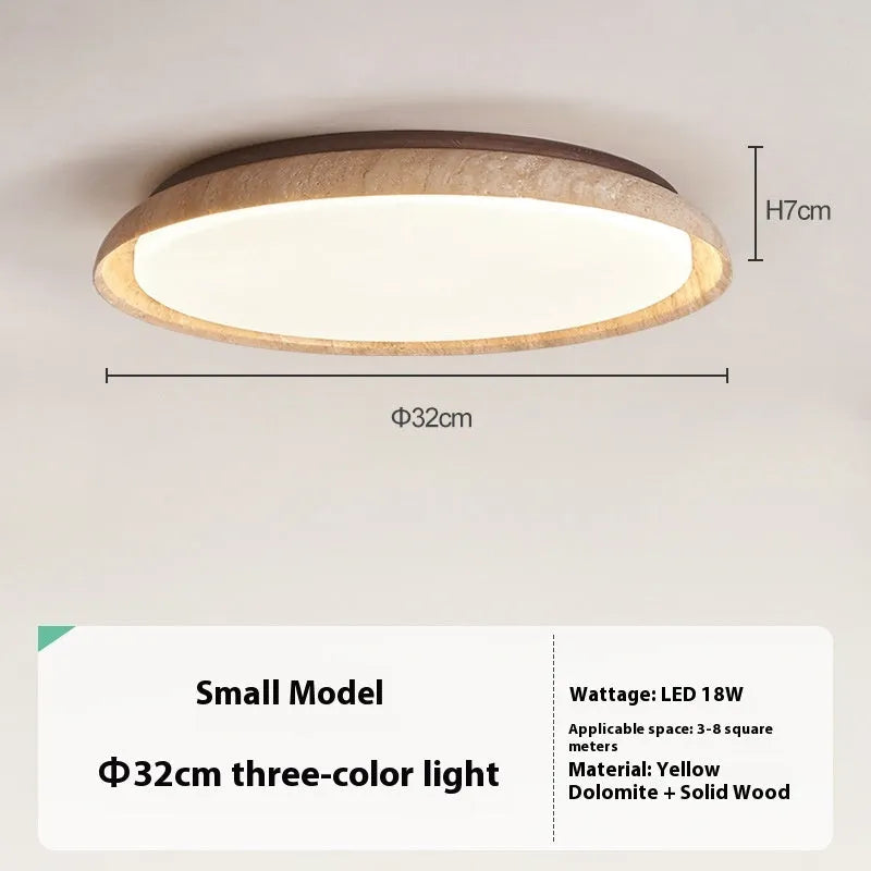 Japanese retro LED ceiling lamp in silent wind style, 55cm diameter, with tricolour light effect
