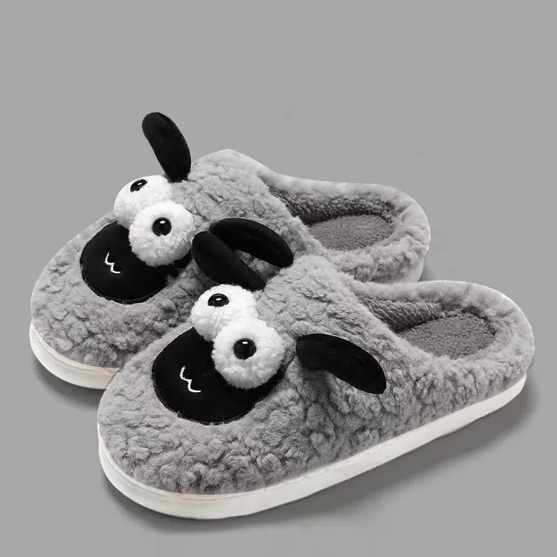 Lamb thermal cotton slip-on slippers in brown colour with suede upper and PVC sole