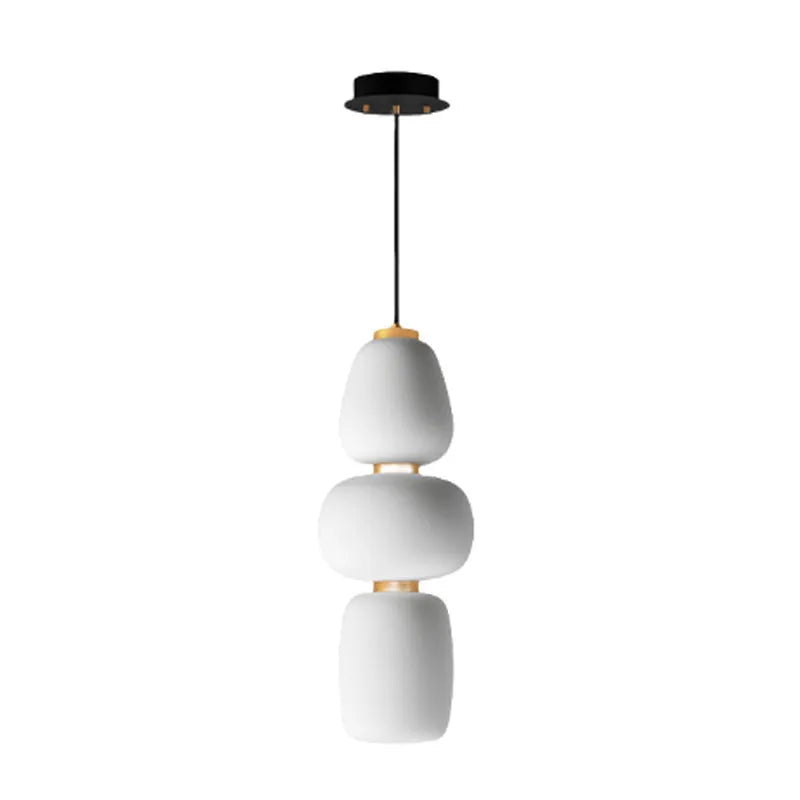 Modern minimalist long chandelier with iron frame and glass accents, warm LED light, Type C style