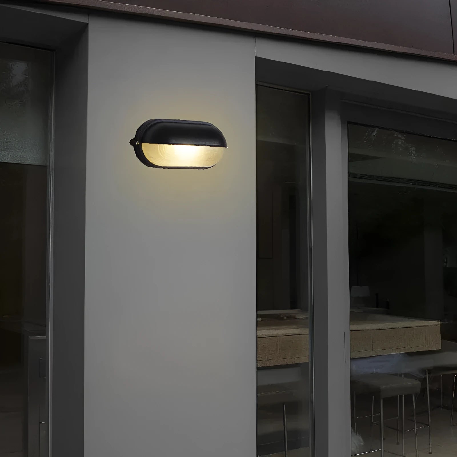 Outdoor waterproof wall lamp with glass shade, modern style, two sizes available