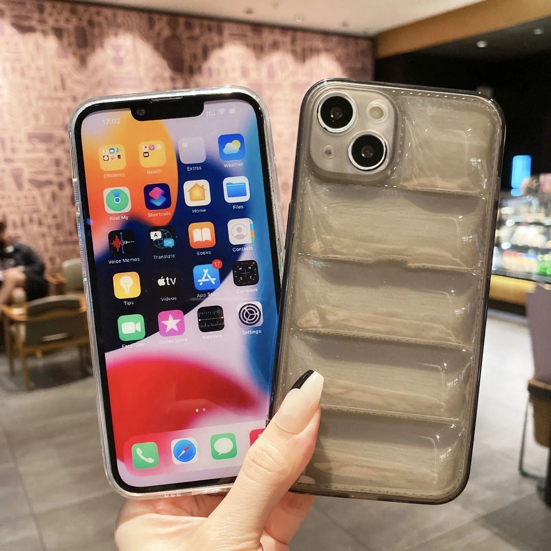 Transparent black TPU air cushion phone case for iPhone 15 series with all-inclusive coverage and anti-fingerprint finish