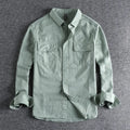 Men's loose fit long sleeve shirt overalls in cardigan style with polyester construction