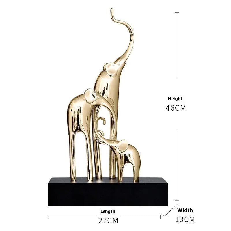 Fortune Bring Elephant resin decorative ornament in a choice of metallic gold, silver, or retro colour finishes.