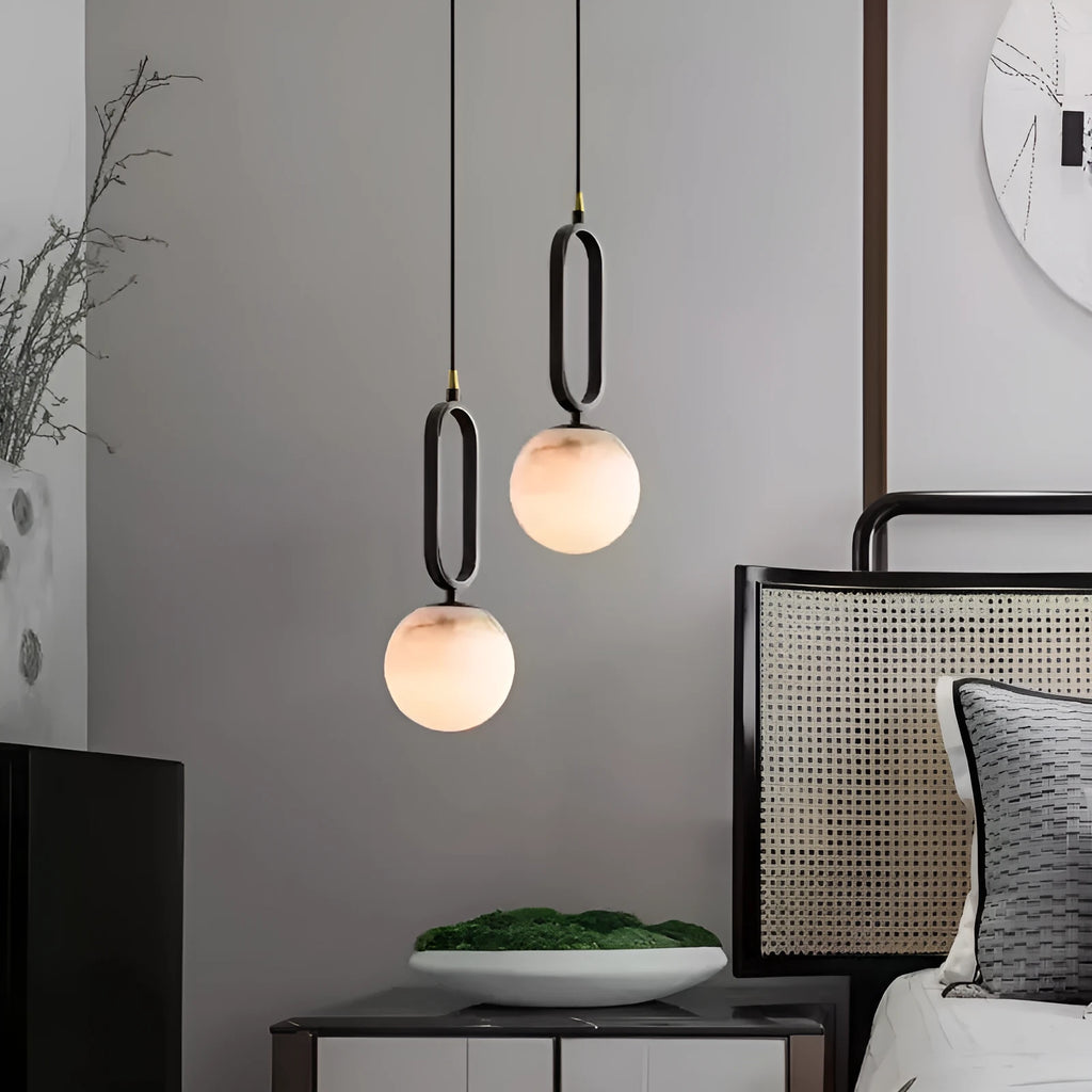 Nordic creative marble and copper wall light in black finish 15cm size for living room